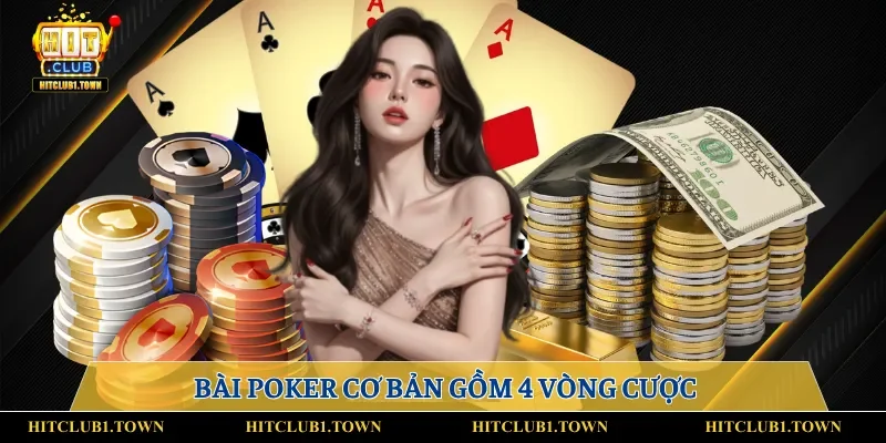 Bài Poker cơ bản gồm 4 vòng cược